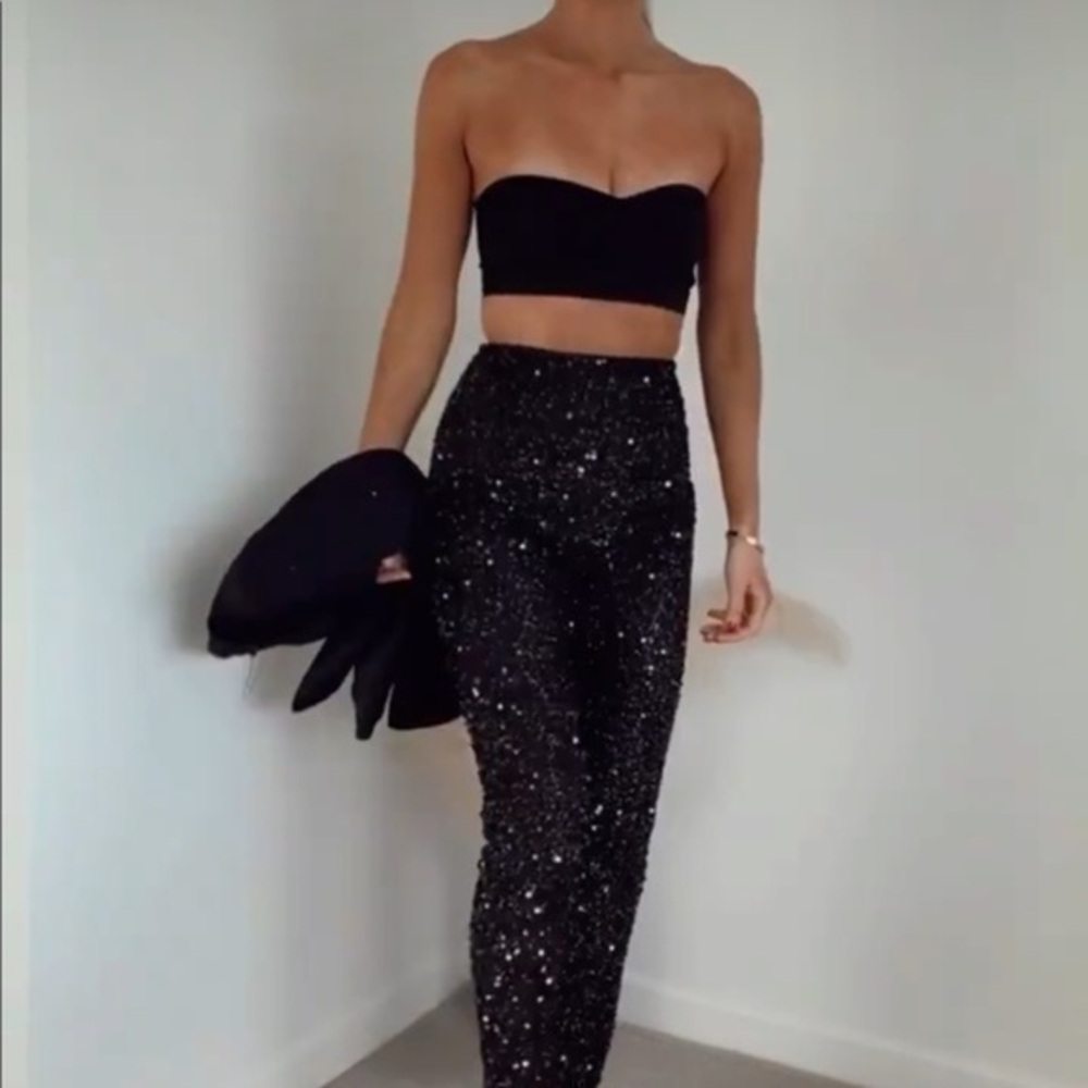 New Zara | Black Tulle Cropped Corset - Picture 3 of 14